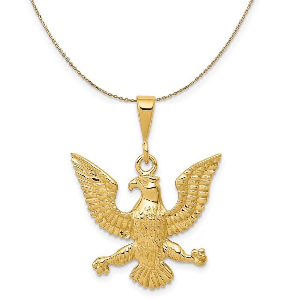 14k Yellow Gold Polished Eagle Necklace - 16 Inch